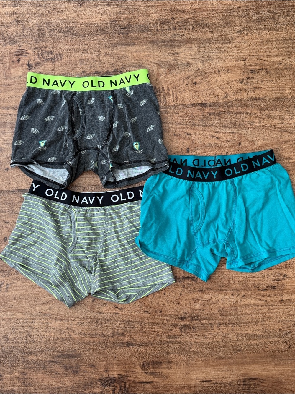Old Navy Kids Boxer Briefs - Teal, Gray, Black with Neon Green Waistband size L